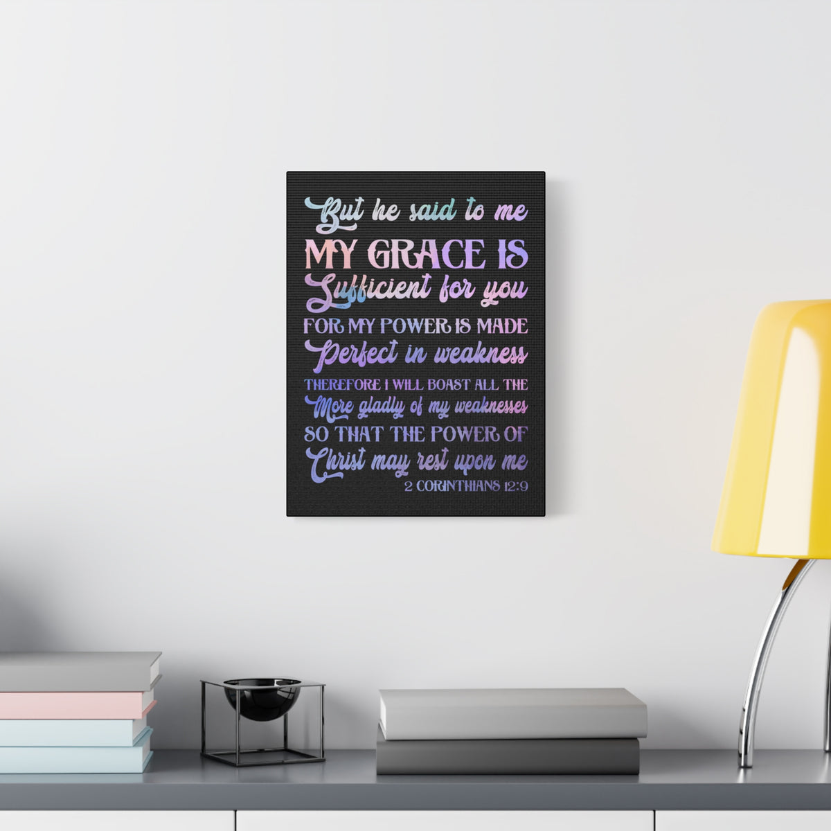Scripture Canvas My Grace 2 Corinthians 12:9 Christian Wall Art Bible Verse Print Ready to Hang