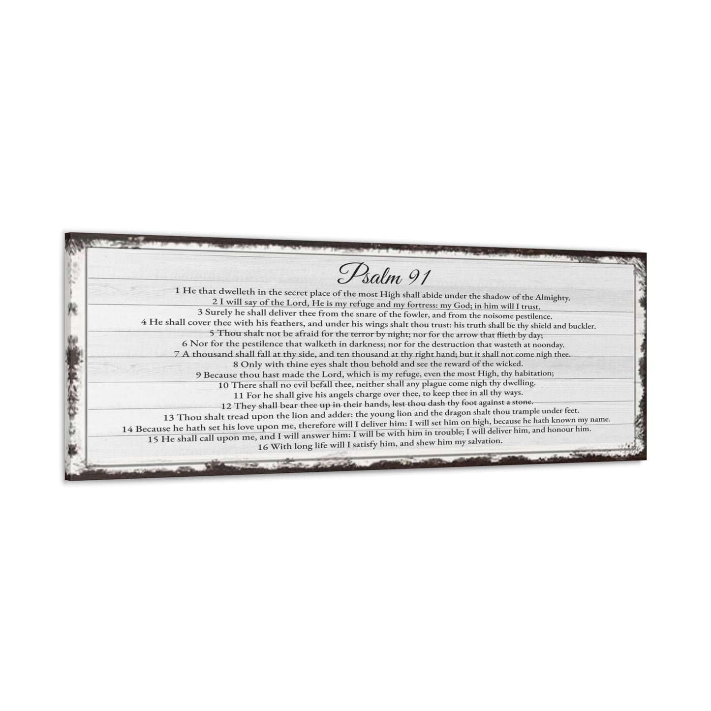 Scripture Walls Psalm 91 English Landscape White Bible Verse Canvas Christian Wall Art Ready to Hang Unframed-Express Your Love Gifts