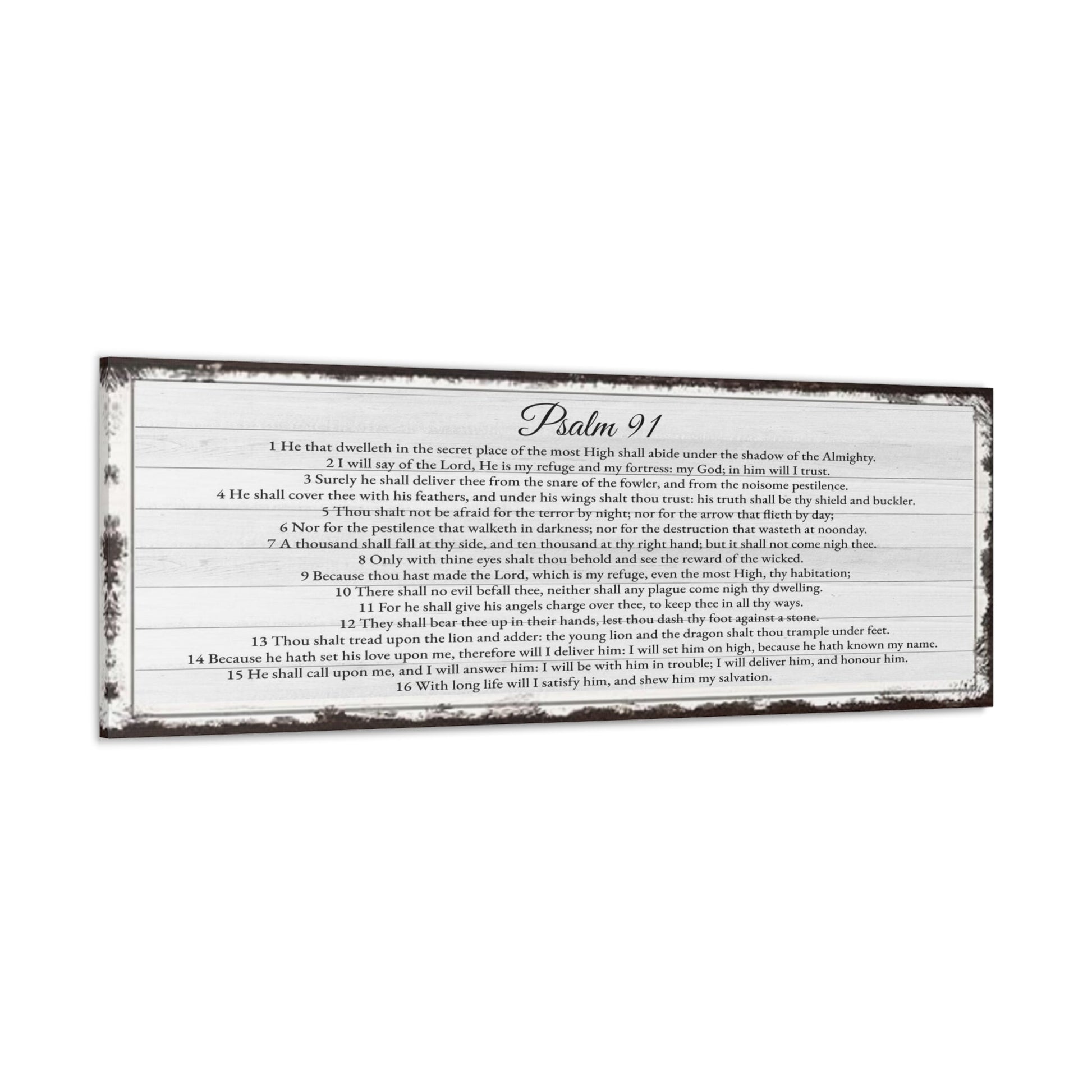 Scripture Walls Psalm 91 English Landscape White Bible Verse Canvas Christian Wall Art Ready to Hang Unframed-Express Your Love Gifts