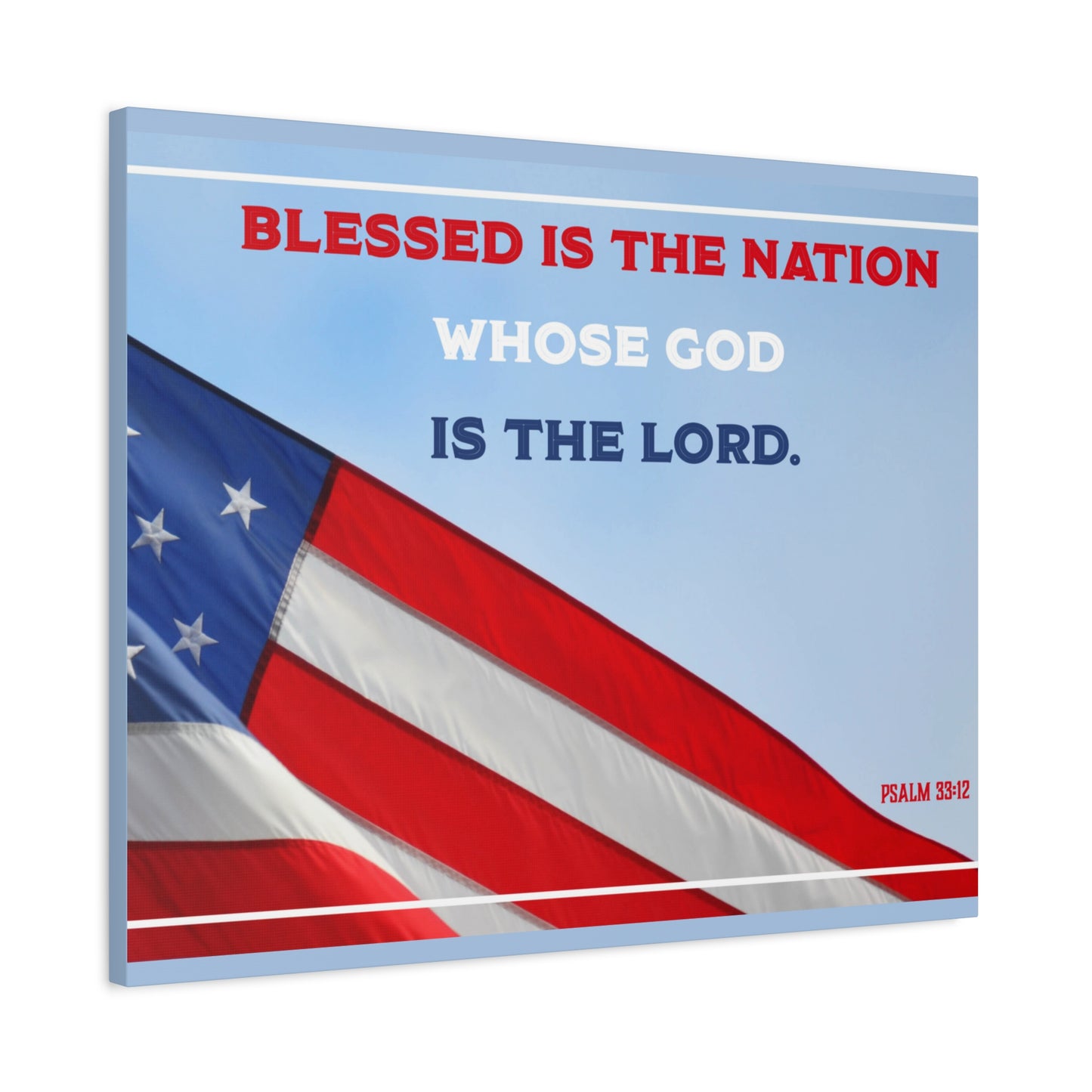 Scripture Canvas Blessed Is The Nation Psalm 33:12 Christian Wall Art Bible Verse Print Ready to Hang