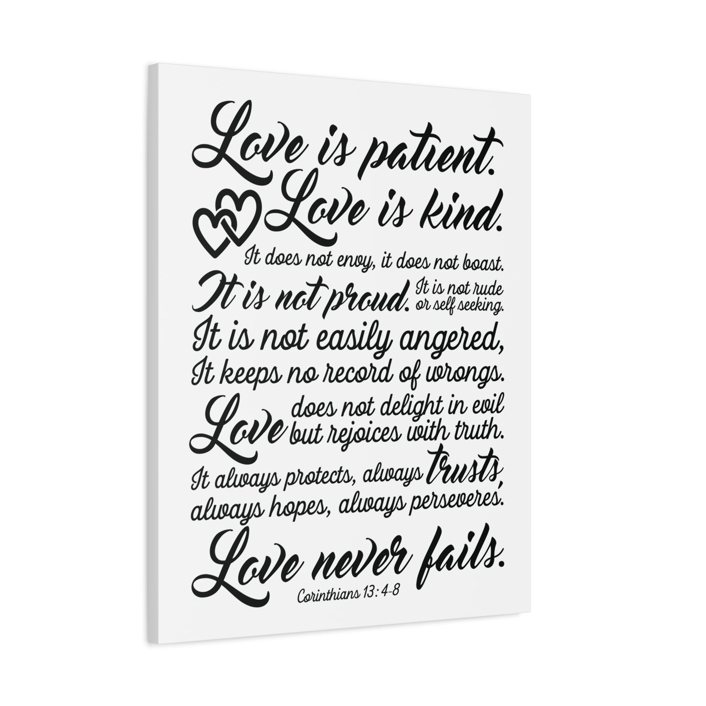 Scripture Canvas Love Is Patient Corinthians 13:4-8 Christian Wall Art Bible Verse Print Ready to Hang