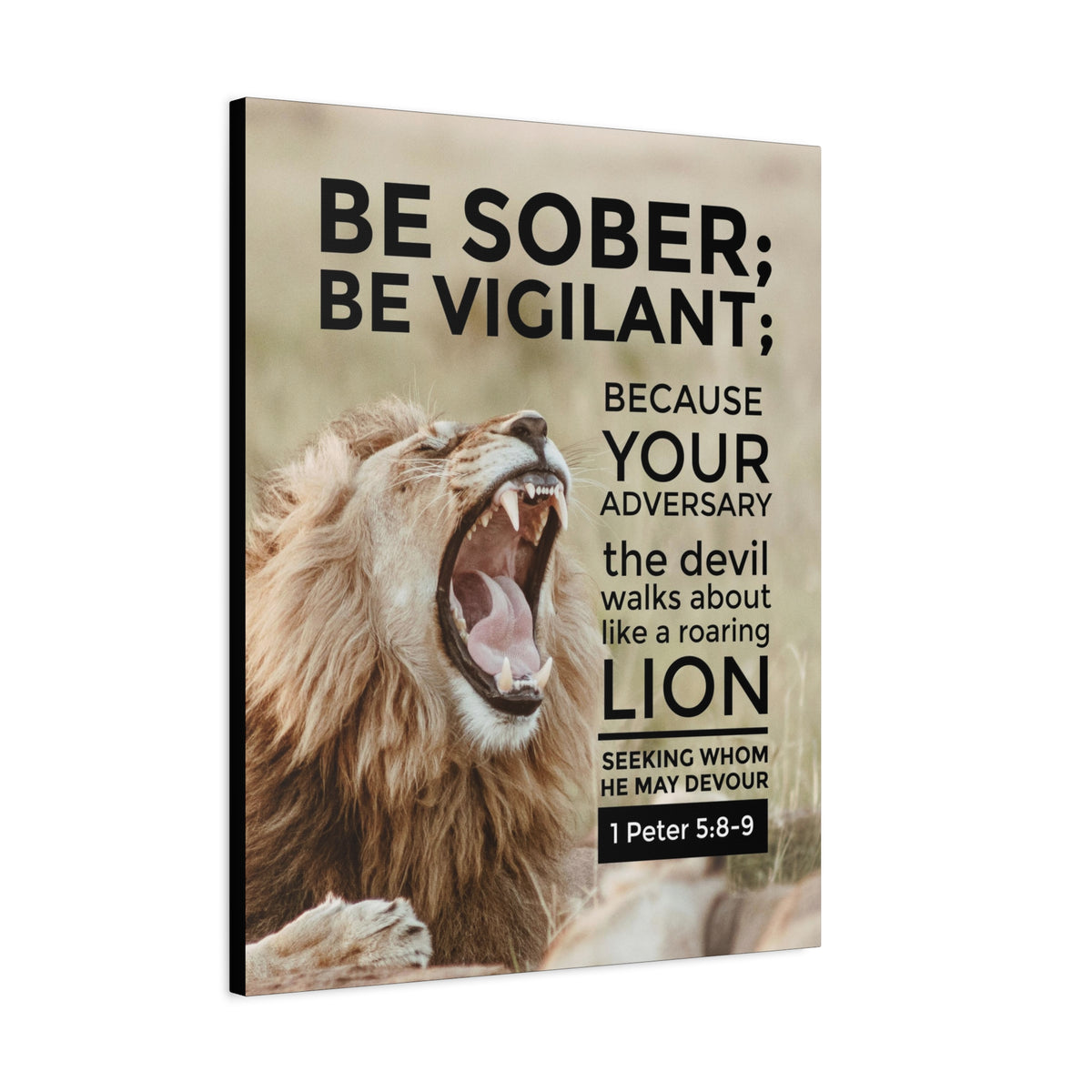 Scripture Canvas Be Sober Be Vigilant 1 Peter 5:8-9 Christian Wall Art Bible Verse Print Ready to Hang