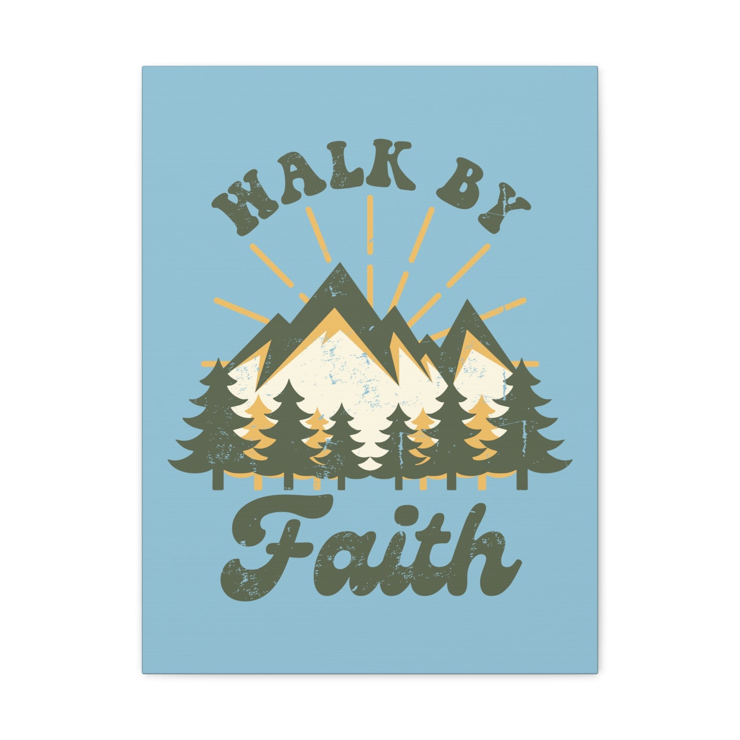 Walk By Faith 2 Corinthians 5:7 Mountain Rays Christian Wall Art Bible Verse Print Ready to Hang