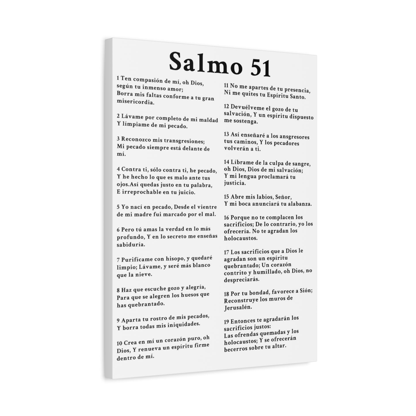 Scripture Walls Salmo 51 Chapter White Christian Wall Art Print Ready to Hang Unframed