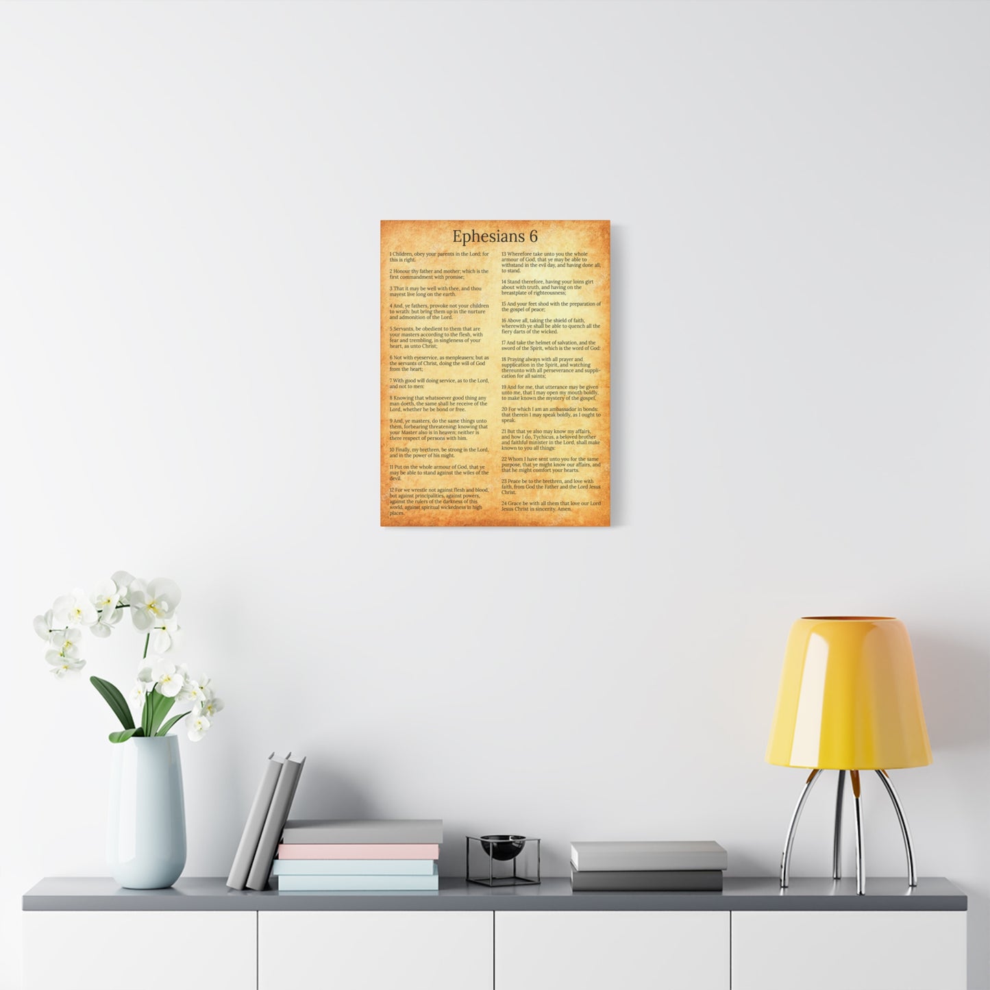 Scripture Walls Ephesians 6 Chapter Gold Protection of the Believer Christian Wall Art Print Ready to Hang Unframed