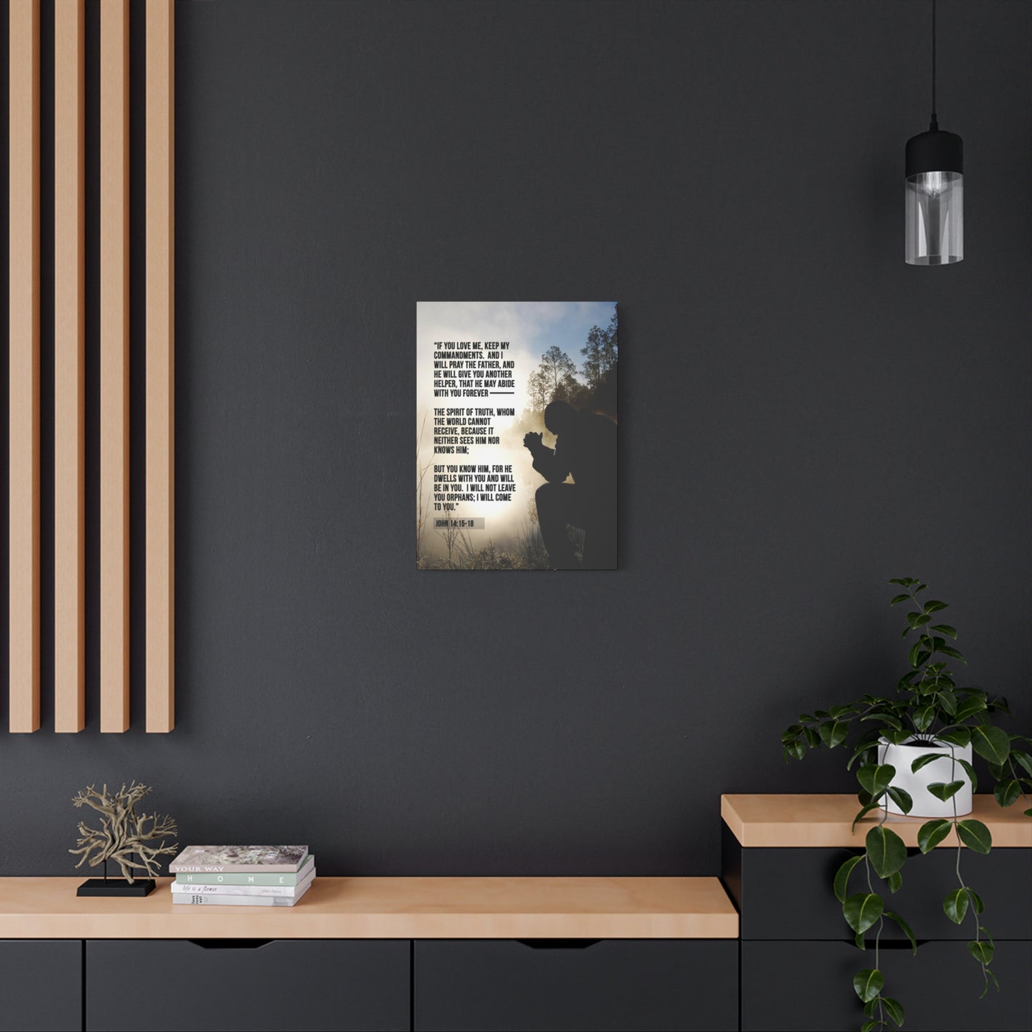 Scripture Canvas Keep my Commandments John 14:15‭-‬18 Christian Wall Art Bible Verse Print Ready to Hang
