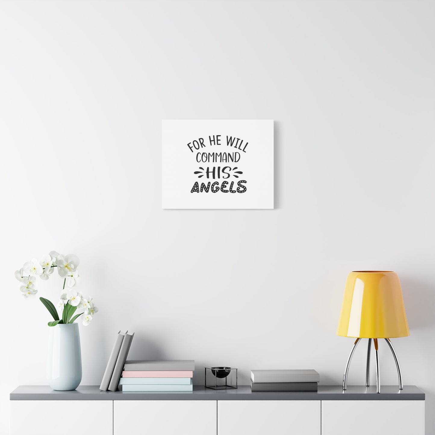 Scripture Canvas For He Will Command His Angels Psalm 91:11 Christian Wall Art Bible Verse Print Ready to Hang