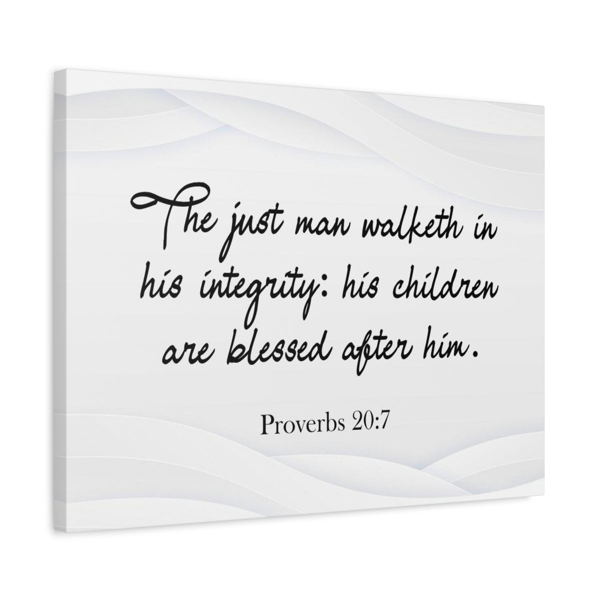 Scripture Canvas Father Proverbs 20:7 Christian Wall Art Bible Verse Print Ready to Hang