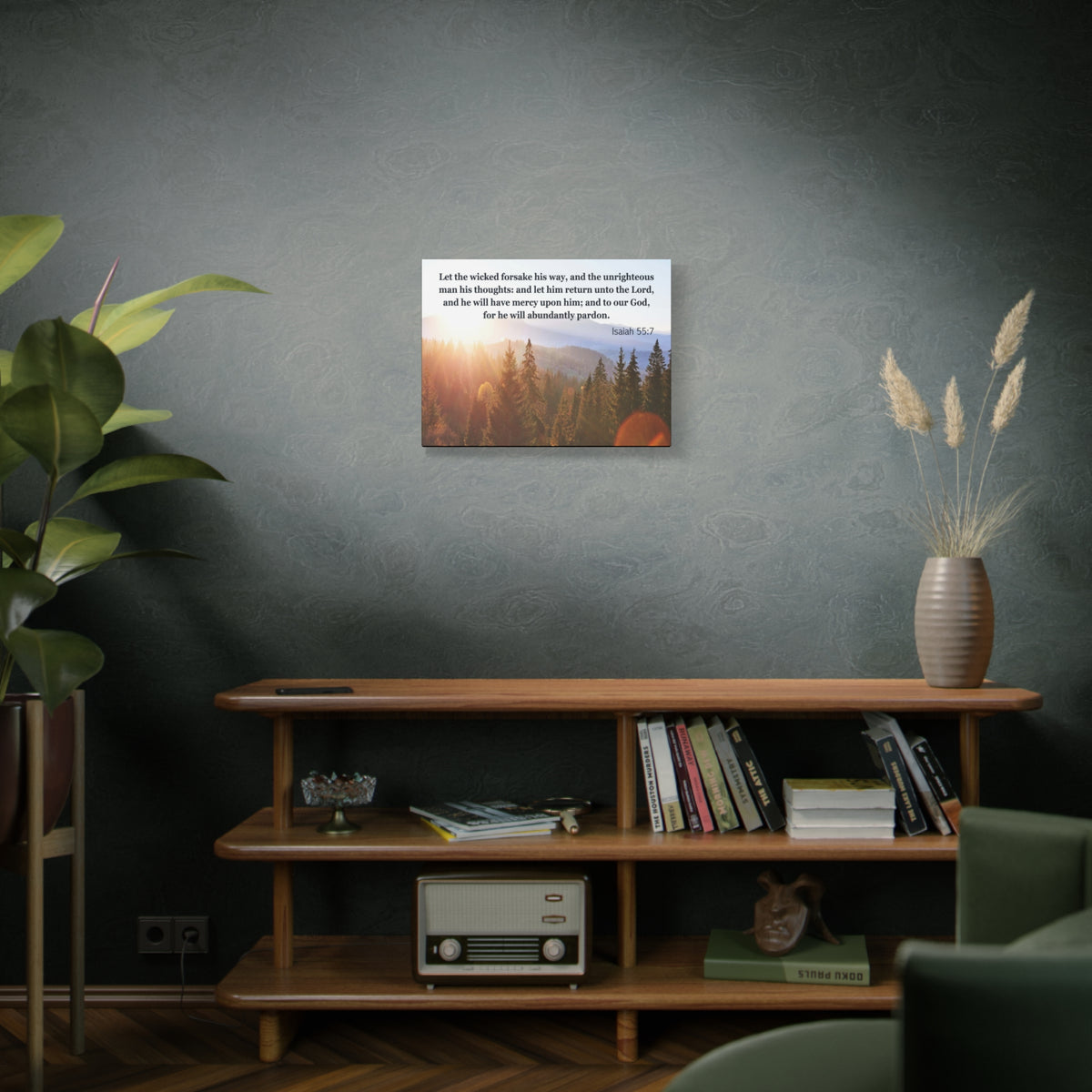 Scripture Canvas Abundantly Pardon Isaiah 55:7 Christian Wall Art Bible Verse Print Ready to Hang