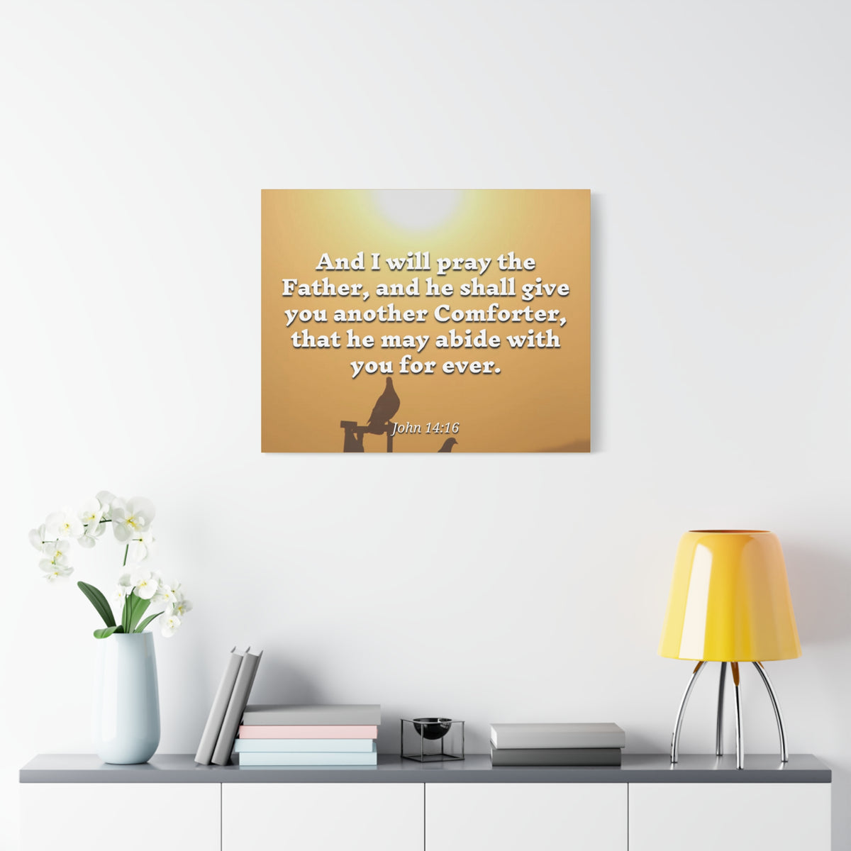 Scripture Canvas Pray The Father John 14:16 Christian Wall Art Bible Verse Print Ready to Hang