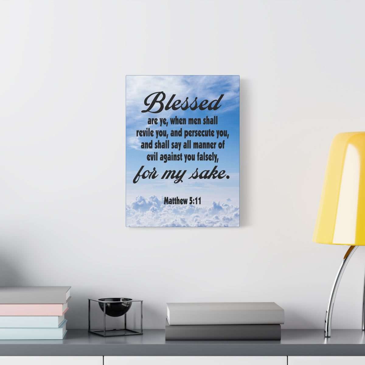 Scripture Canvas Blessed For My Sake Matthew 5:11 Christian Wall Art Bible Verse Print Ready to Hang