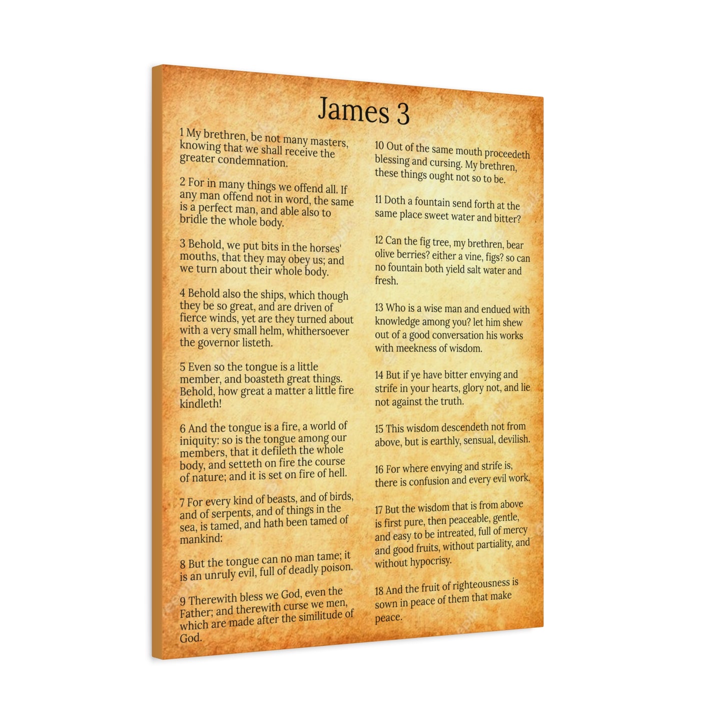 Scripture Walls James 3 Chapter Gold Control The Tongue Christian Wall Art Print Ready to Hang Unframed