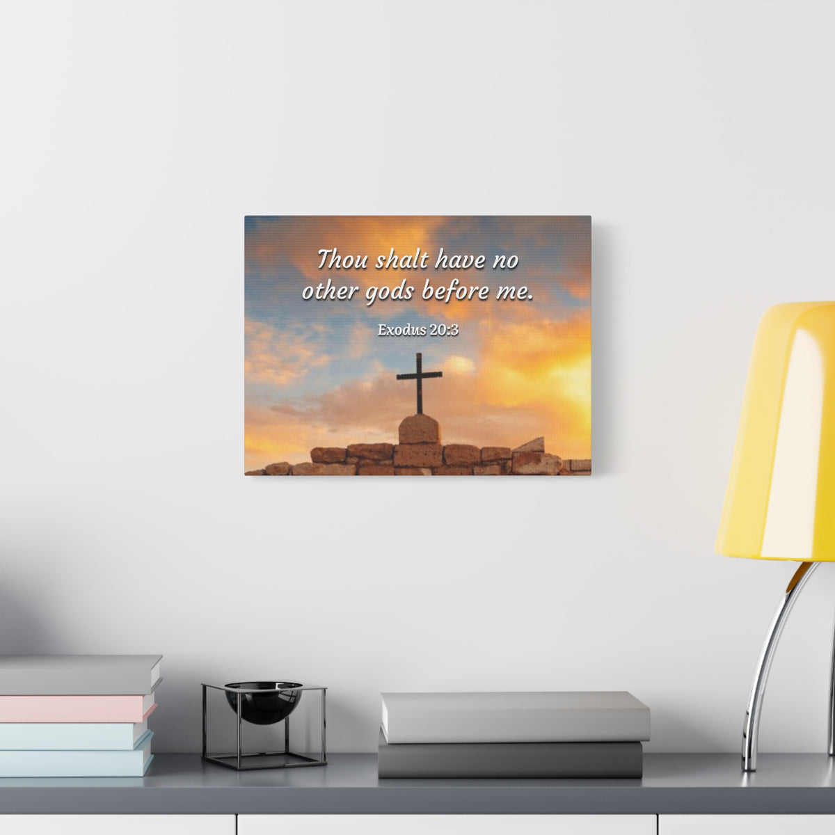 Scripture Canvas No Other Gods Exodus 20:3 Christian Wall Art Bible Verse Print Ready to Hang