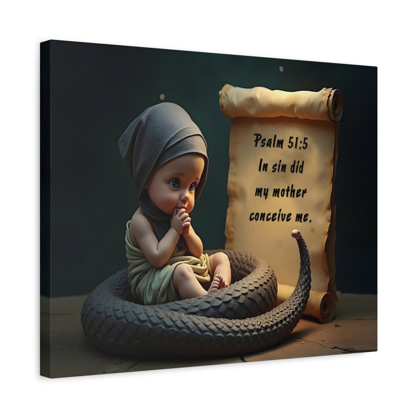 Scripture Walls Psalm 51:5 Viper in a Diaper Bible Verse Canvas Christian Wall Art Ready to Hang Unframed