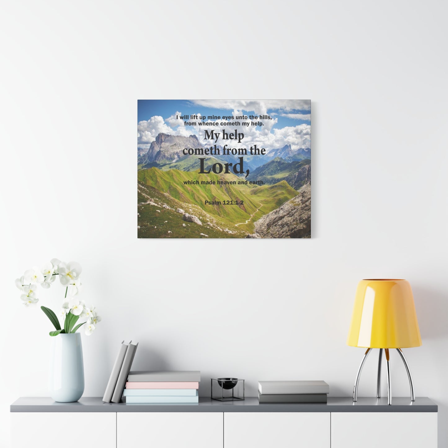 Bible Verse Canvas My Help is God Psalm 121:1-2 Wall Art Christian Home Decor