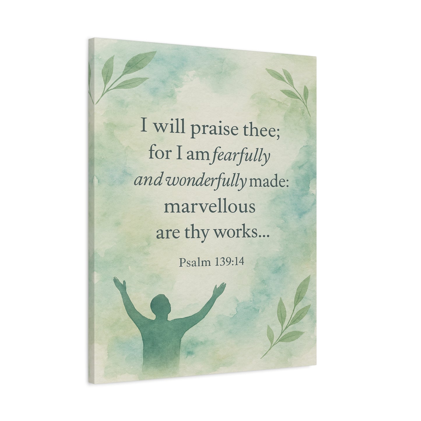 Bible Verse Canvas Psalm 139:14 Christian Home Décor Wall Art Scripture Ready to Hang Faith Print