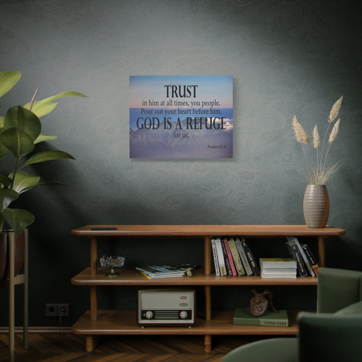 Bible Verse Canvas God is Refuge for Us Psalm 62:8 Wall Art Christian Home Decor