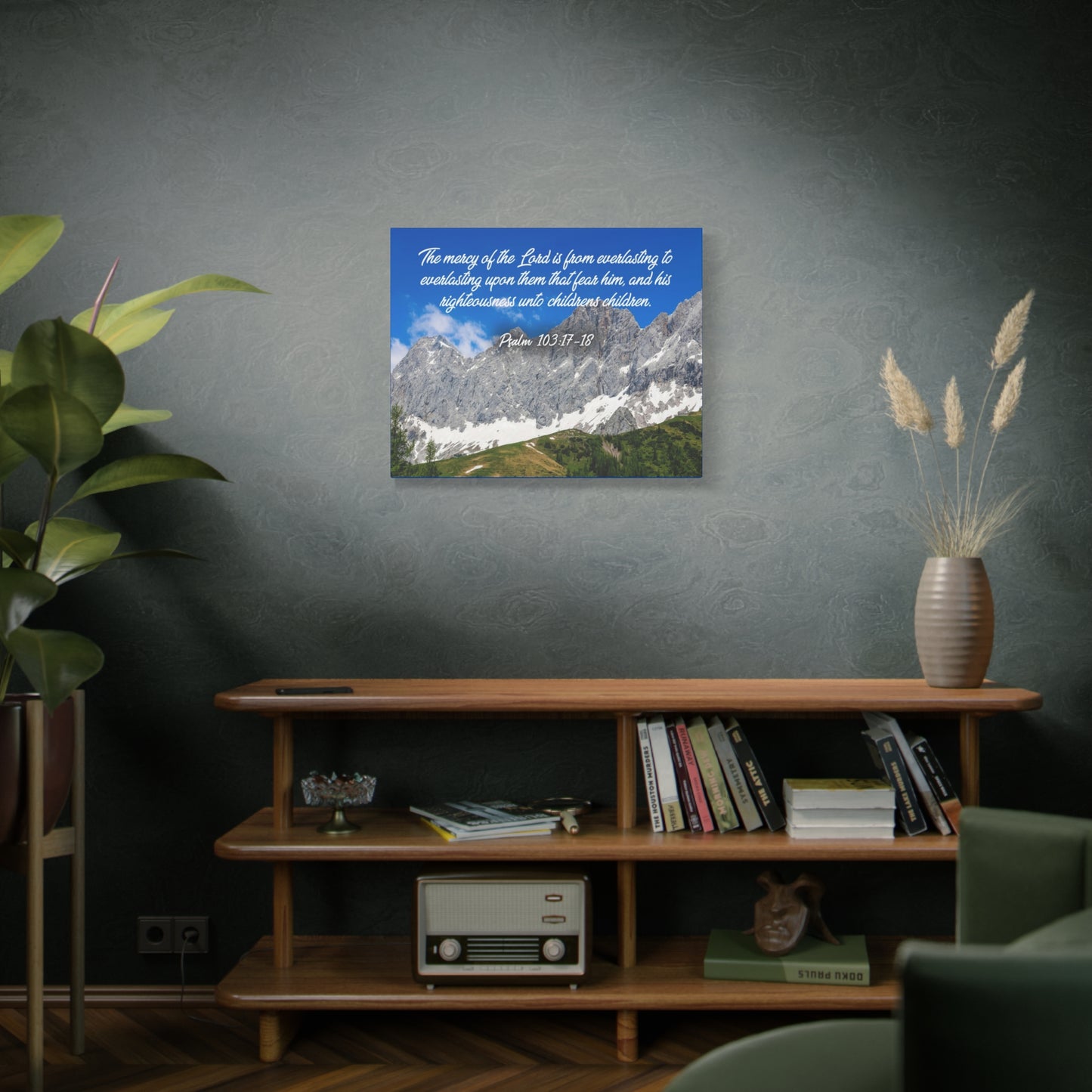 Scripture Canvas The Mercy of The Lord Psalm 103:17-18 Christian Wall Art Bible Verse Print Ready to Hang