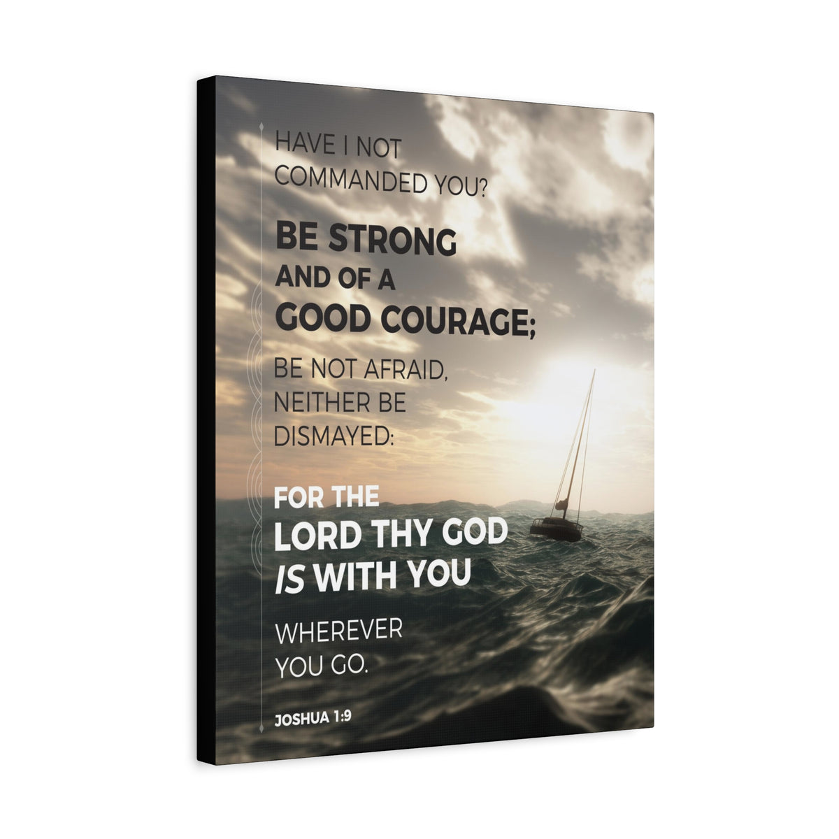 Scripture Canvas Good Courage Joshua 1:9 Sea Christian Wall Art Bible Verse Print Ready to Hang