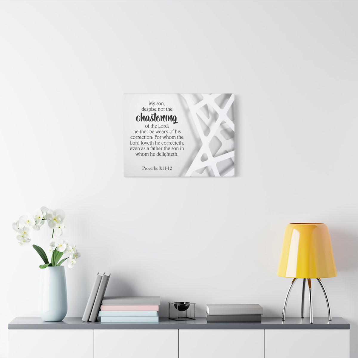 Scripture Canvas Chastening Proverbs 3:11-12 Christian Wall Art Bible Verse Print Ready to Hang