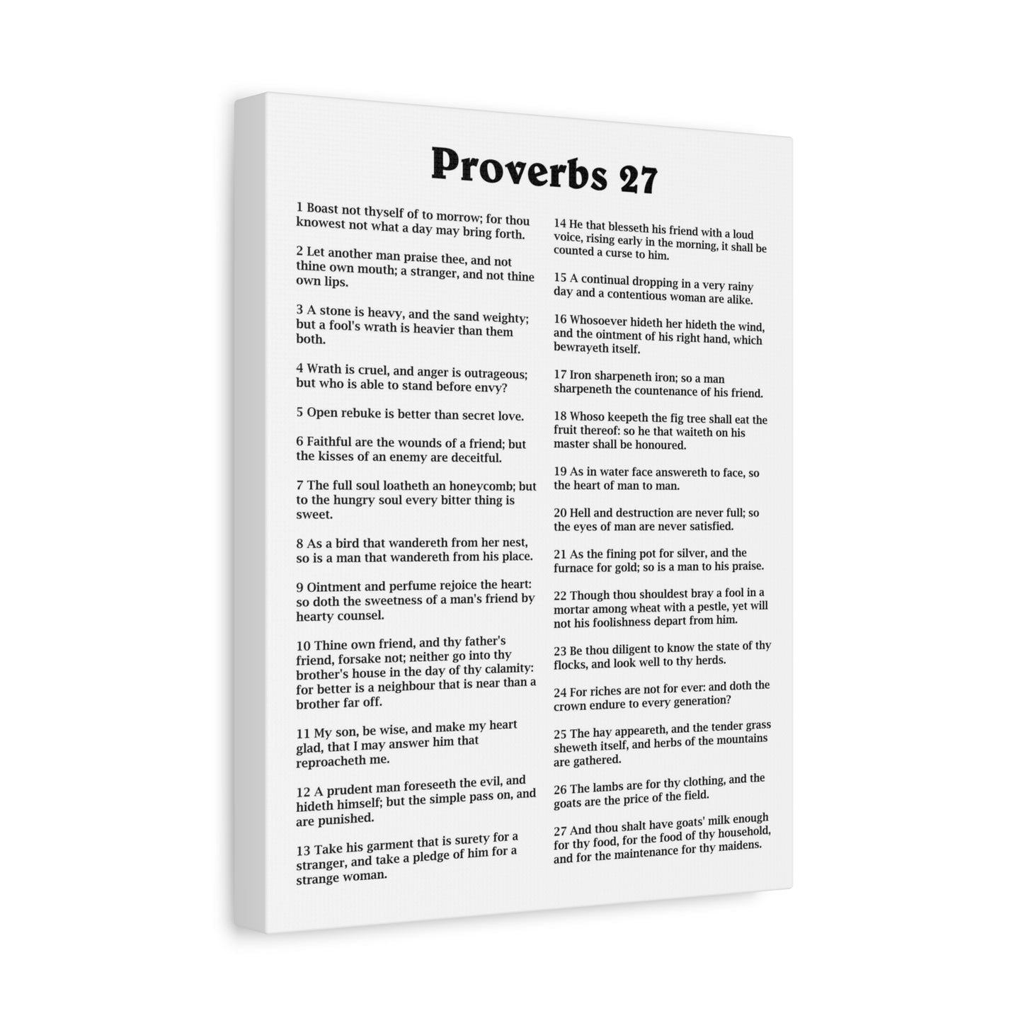 Scripture Walls Proverbs Chapter 27 White Bible Canvas Christian Wall Art Ready to Hang Unframed