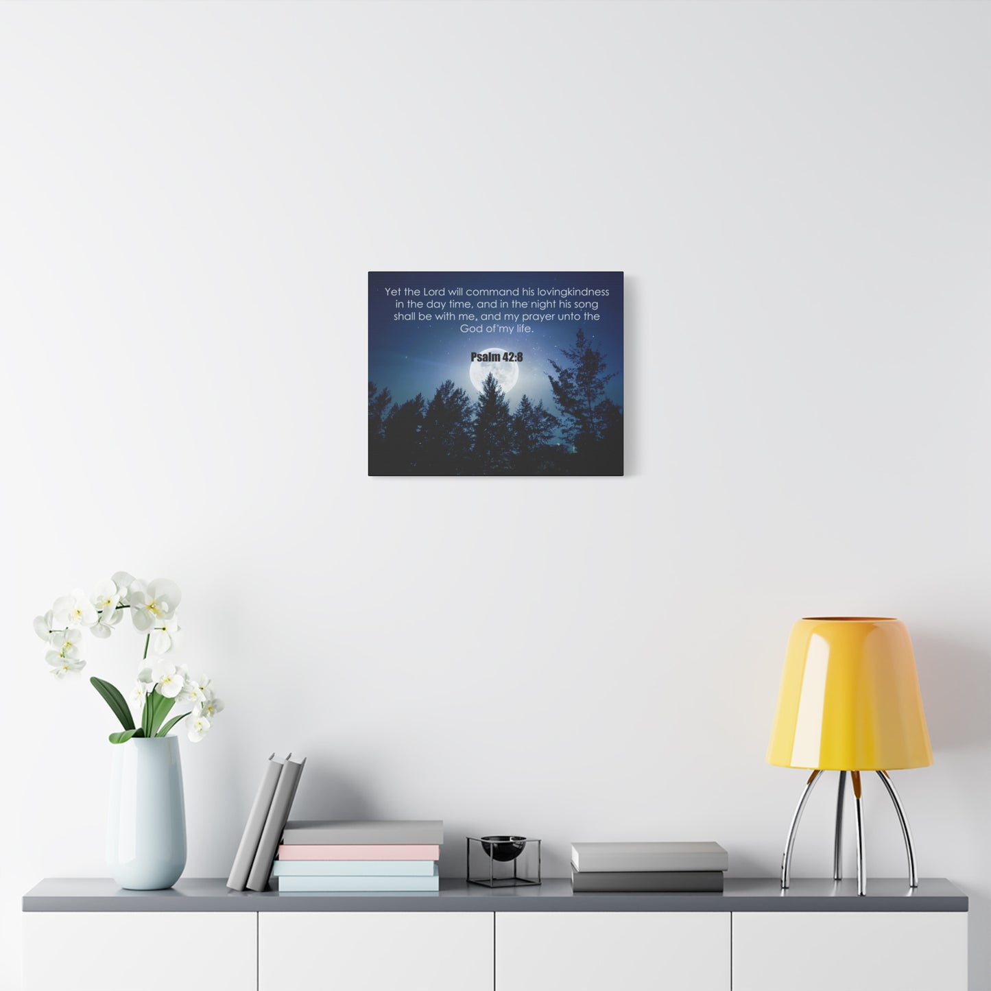 Bible Verse Canvas God of My Life Psalm 42:8 Christian Home Décor Wall Art Scripture Ready to Hang Faith Print