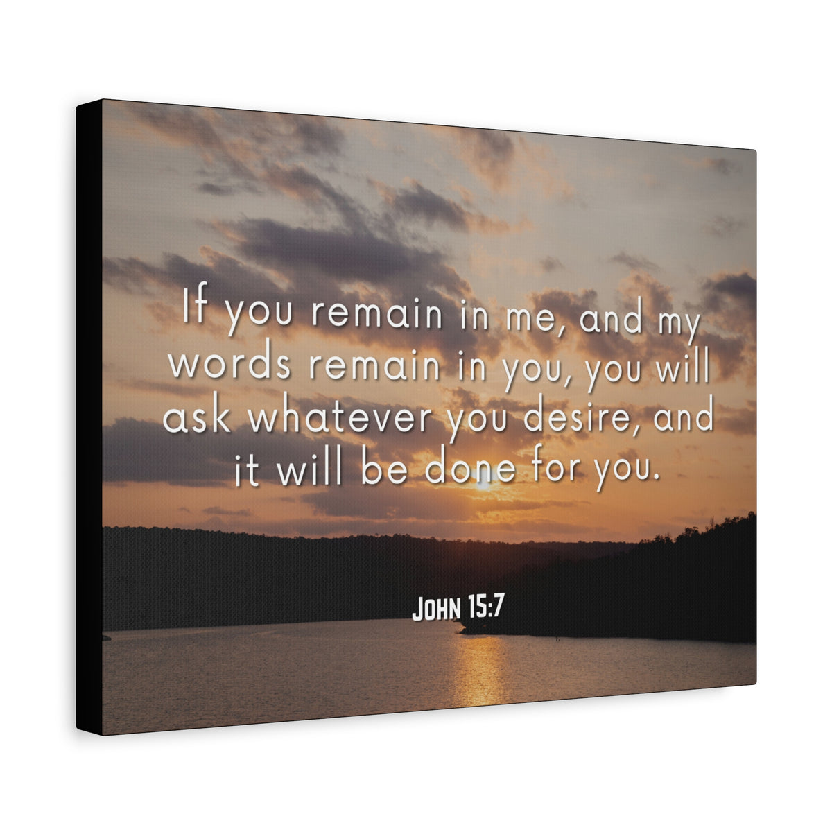 Scripture Canvas Remain In Me John 15:7 Christian Wall Art Bible Verse Print Ready to Hang