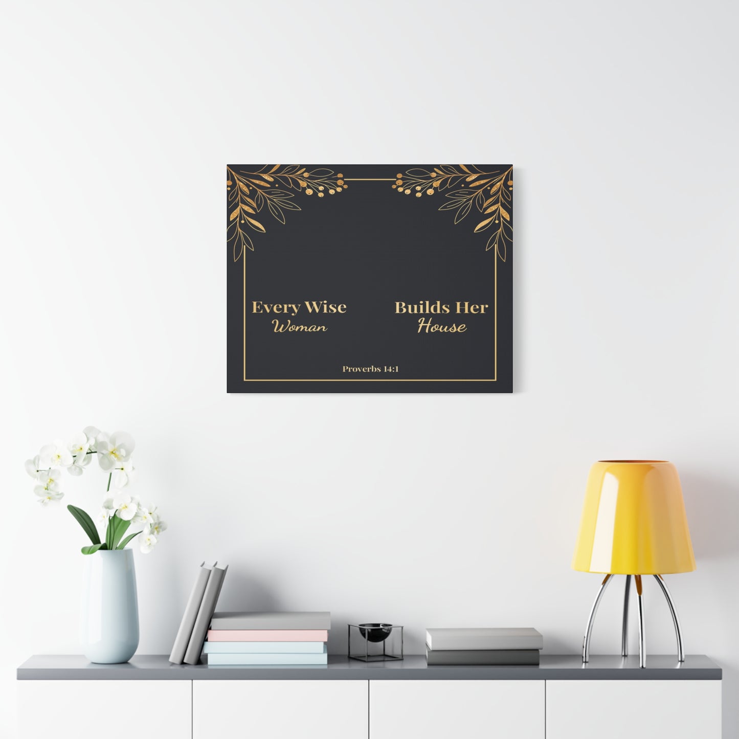 Scripture Walls Proverbs 14:1 Inspirational Wall Art Canvas Bible Verse Canvas Christian Wall Art Ready to Hang Unframed