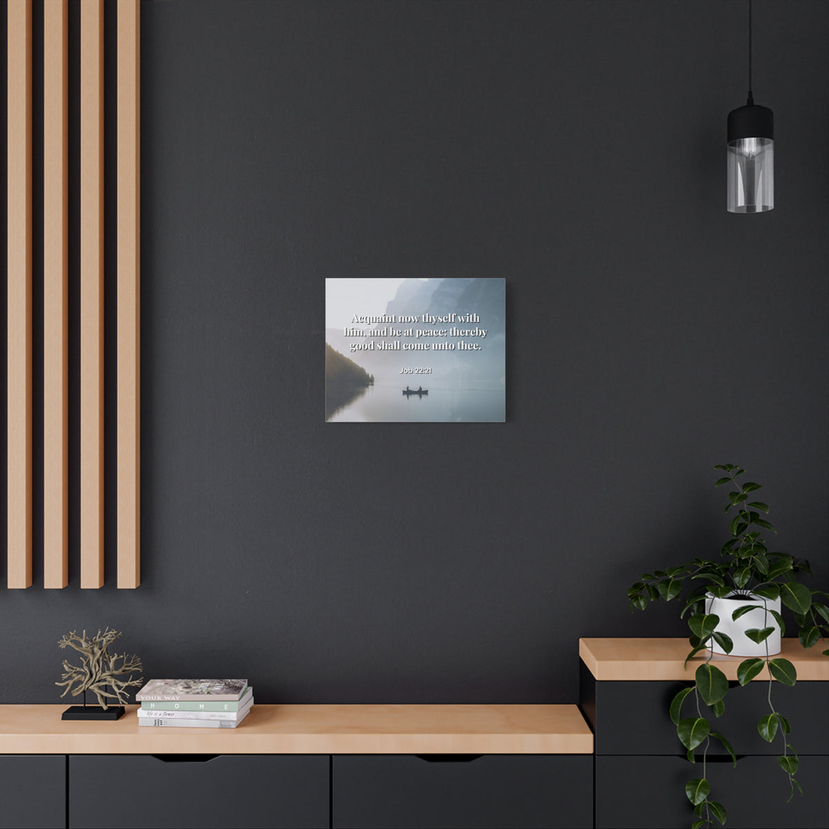 Scripture Canvas Be At Peace Job 22:21 Christian Wall Art Bible Verse Print Ready to Hang