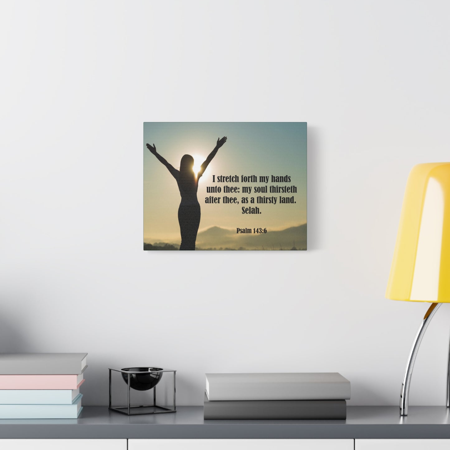 Scripture Canvas Thirsty Land Psalm 143:6 Christian Wall Art Bible Verse Print Ready to Hang