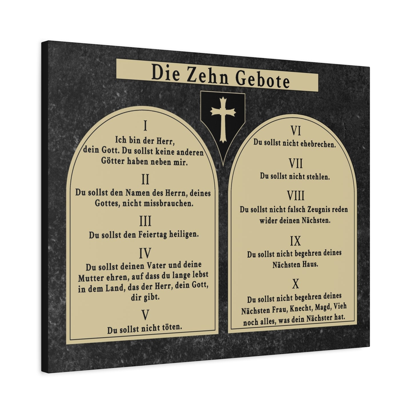 Scripture Walls Die Zehn Gebote Ten Commandments Tablets German Bible Verse Canvas Christian Wall Art Ready to Hang Unframed