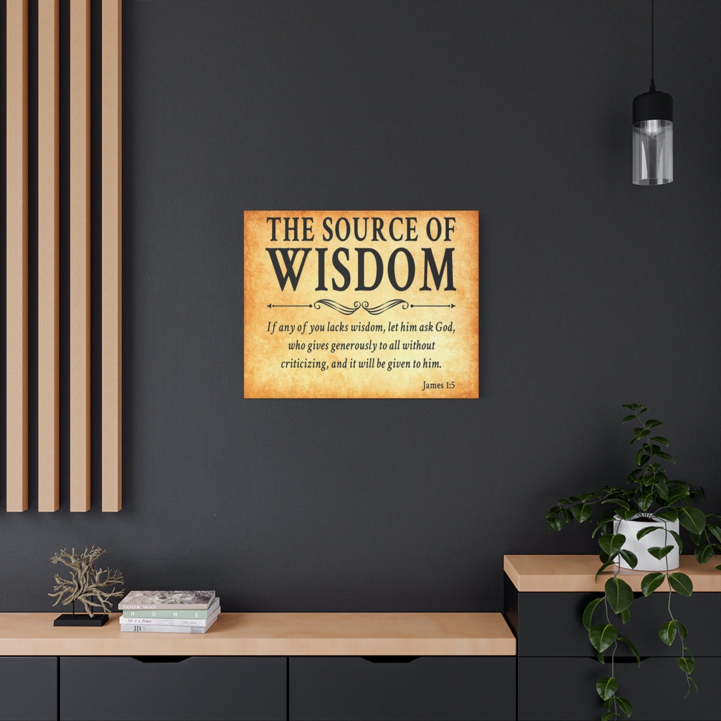 Scripture Walls James 1:5 The Source of Wisdom Gold Bible Verse Canvas Christian Wall Art Ready to Hang Unframed