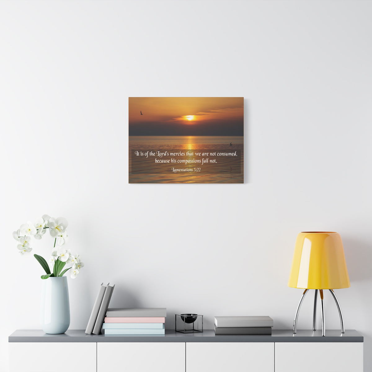 Scripture Canvas Lord's Mercies Lamentations 3:22 Christian Wall Art Bible Verse Print Ready to Hang