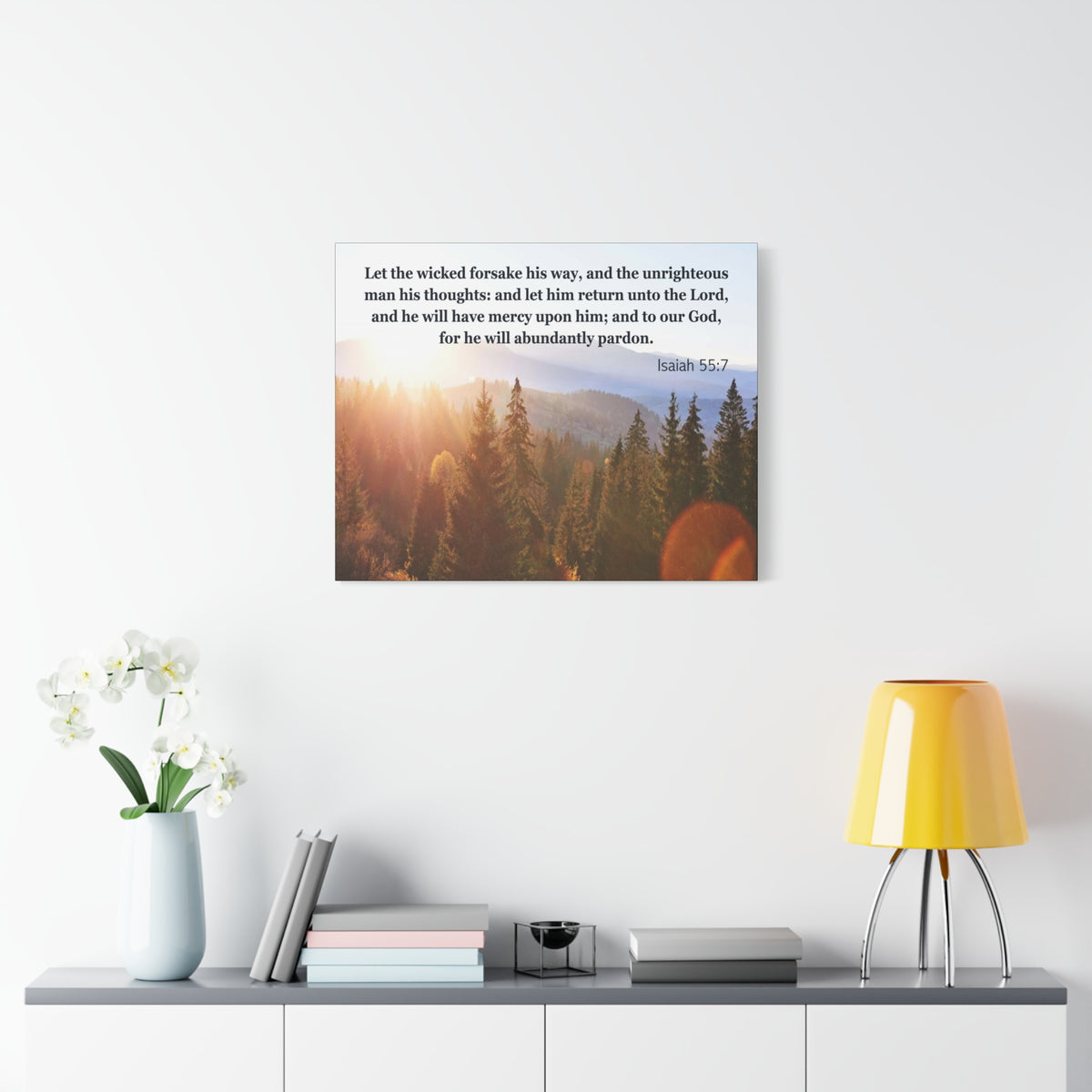 Scripture Canvas Abundantly Pardon Isaiah 55:7 Christian Wall Art Bible Verse Print Ready to Hang