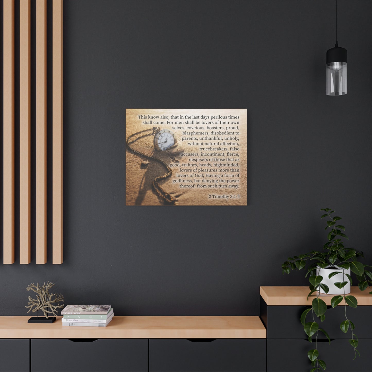 Scripture Canvas Perilous Times 2 Timothy 3:1-5 Christian Wall Art Bible Verse Print Ready to Hang