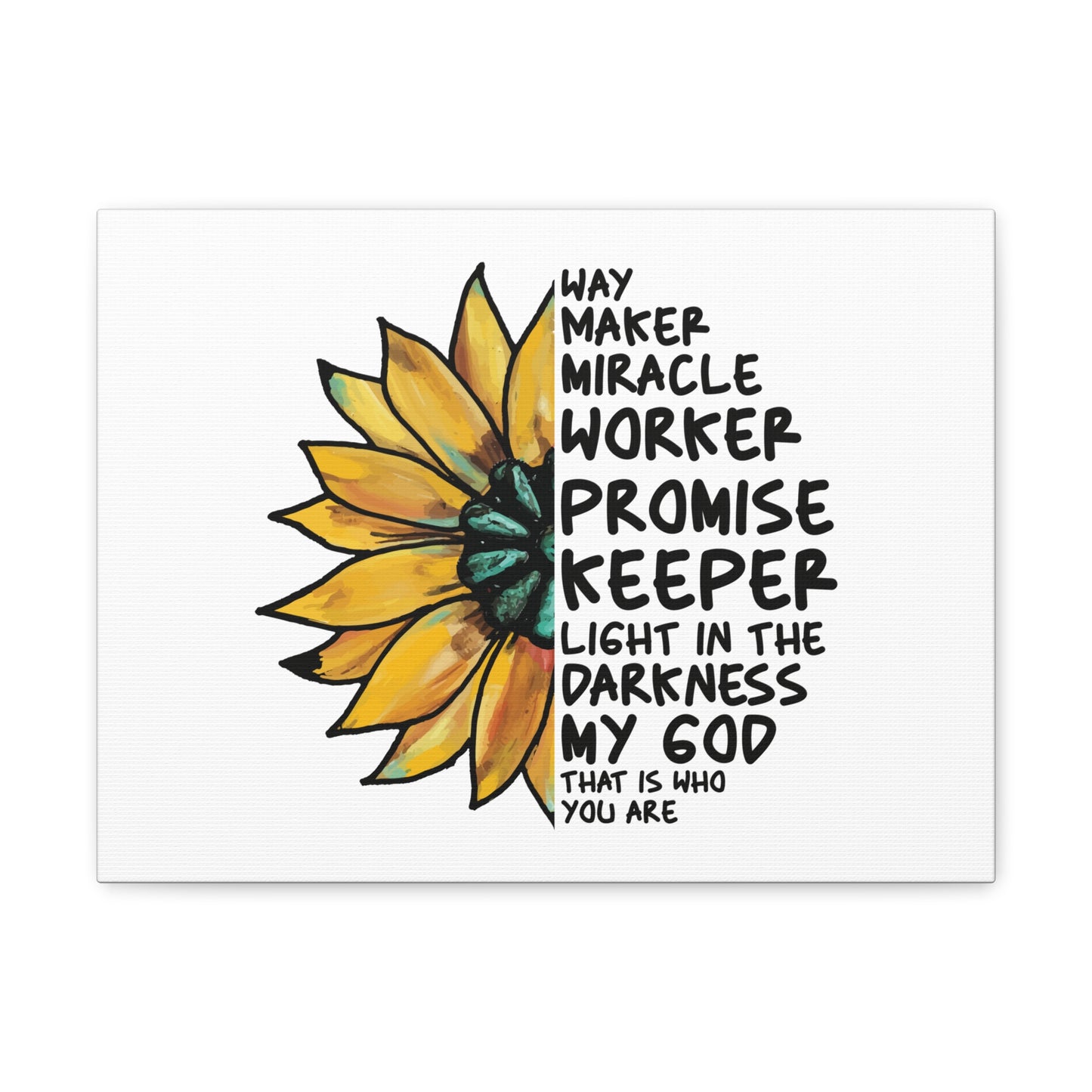 Way Maker, Miracle Worker 1 John 1:5 Yellow Flower Christian Wall Art Bible Verse Print Ready to Hang