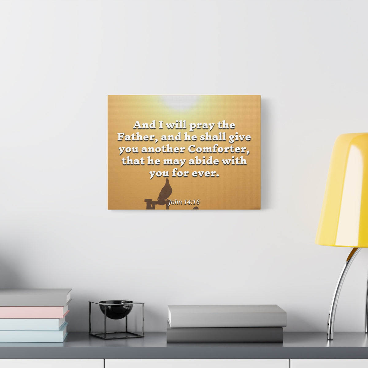 Scripture Canvas Pray The Father John 14:16 Christian Wall Art Bible Verse Print Ready to Hang
