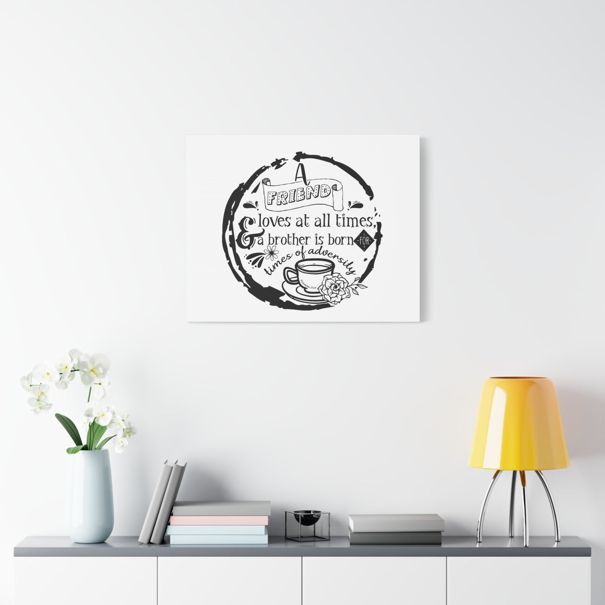 Scripture Canvas Loves At All Times Proverbs 17:17 Christian Wall Art Bible Verse Print Ready to Hang