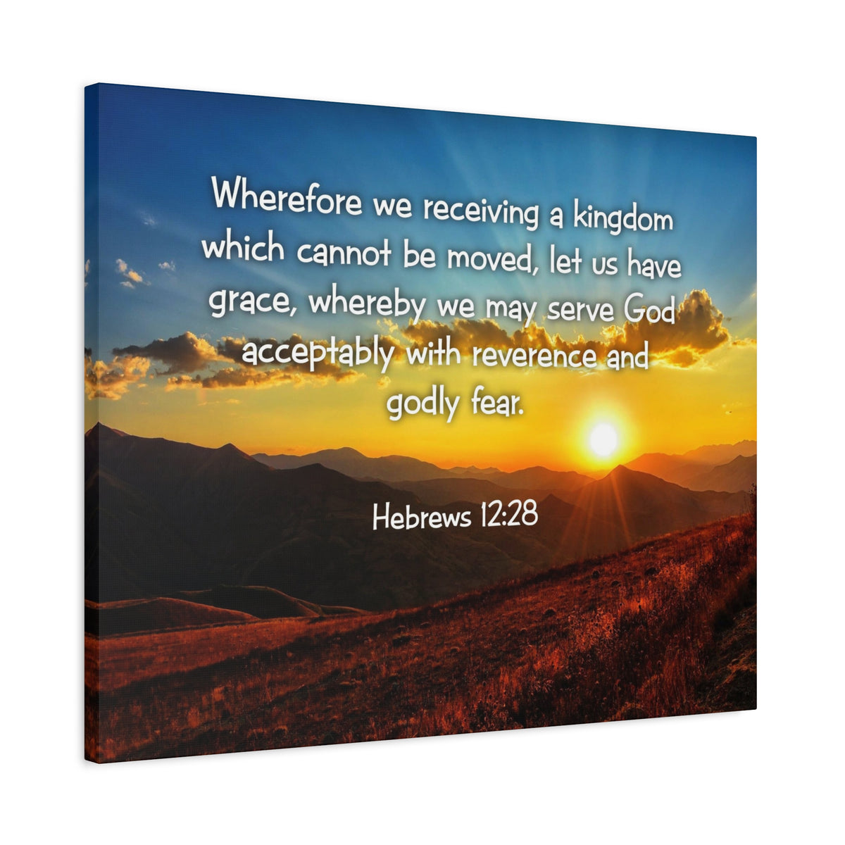 Scripture Canvas Kingdom Hebrews 12:28 KJV Christian Wall Art Bible Verse Print Ready to Hang