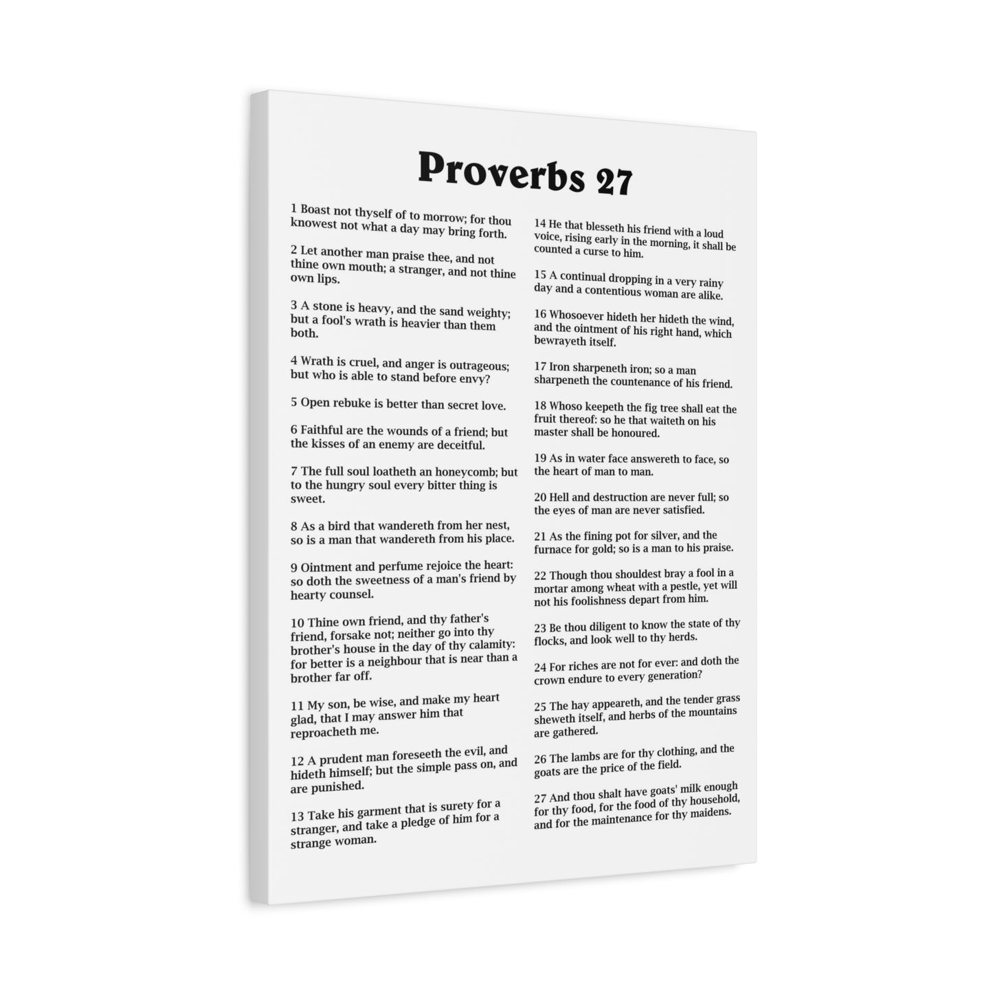Scripture Walls Proverbs Chapter 27 White Bible Canvas Christian Wall Art Ready to Hang Unframed