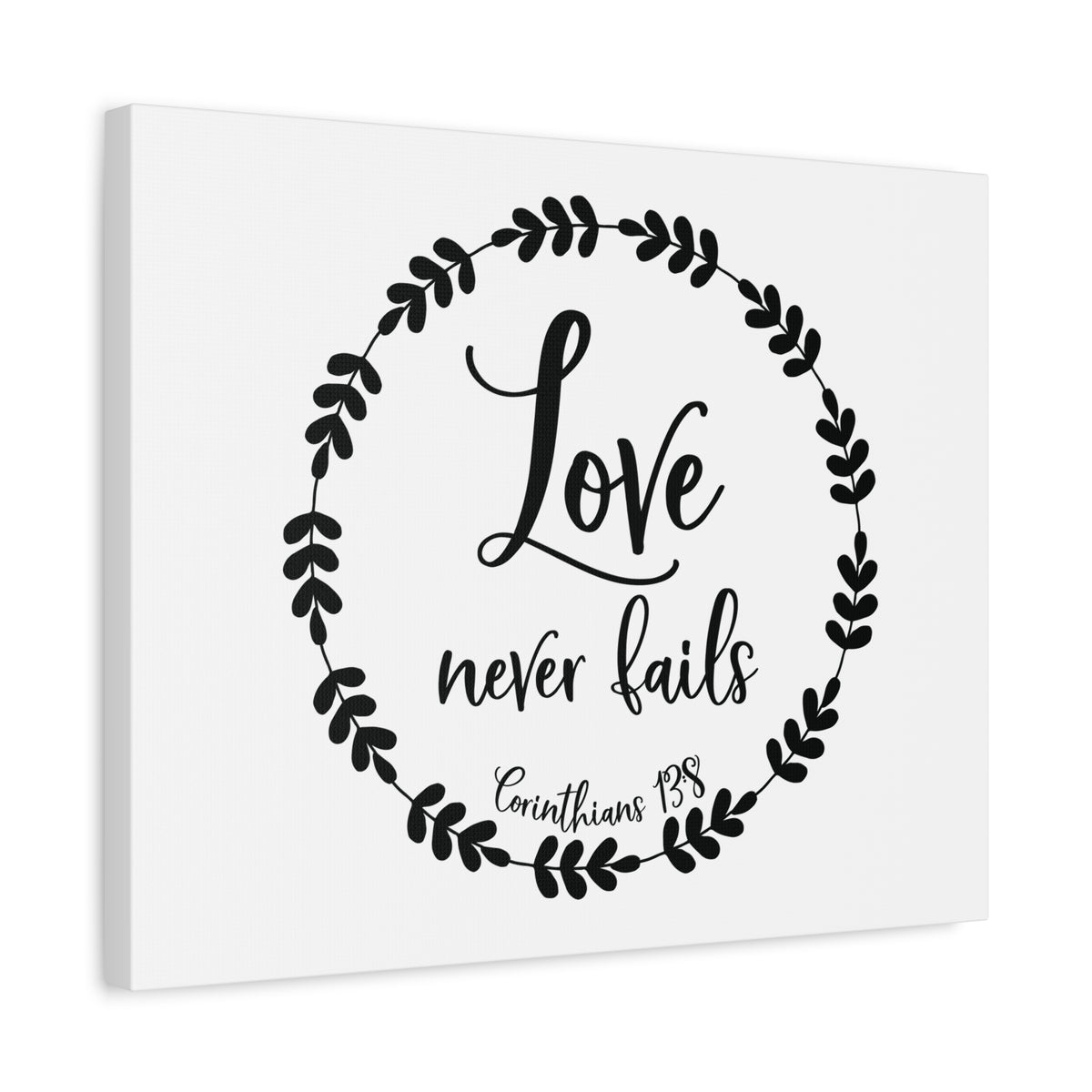 Scripture Canvas Love Never Fails Corinthians 13:8 Christian Wall Art Bible Verse Print Ready to Hang