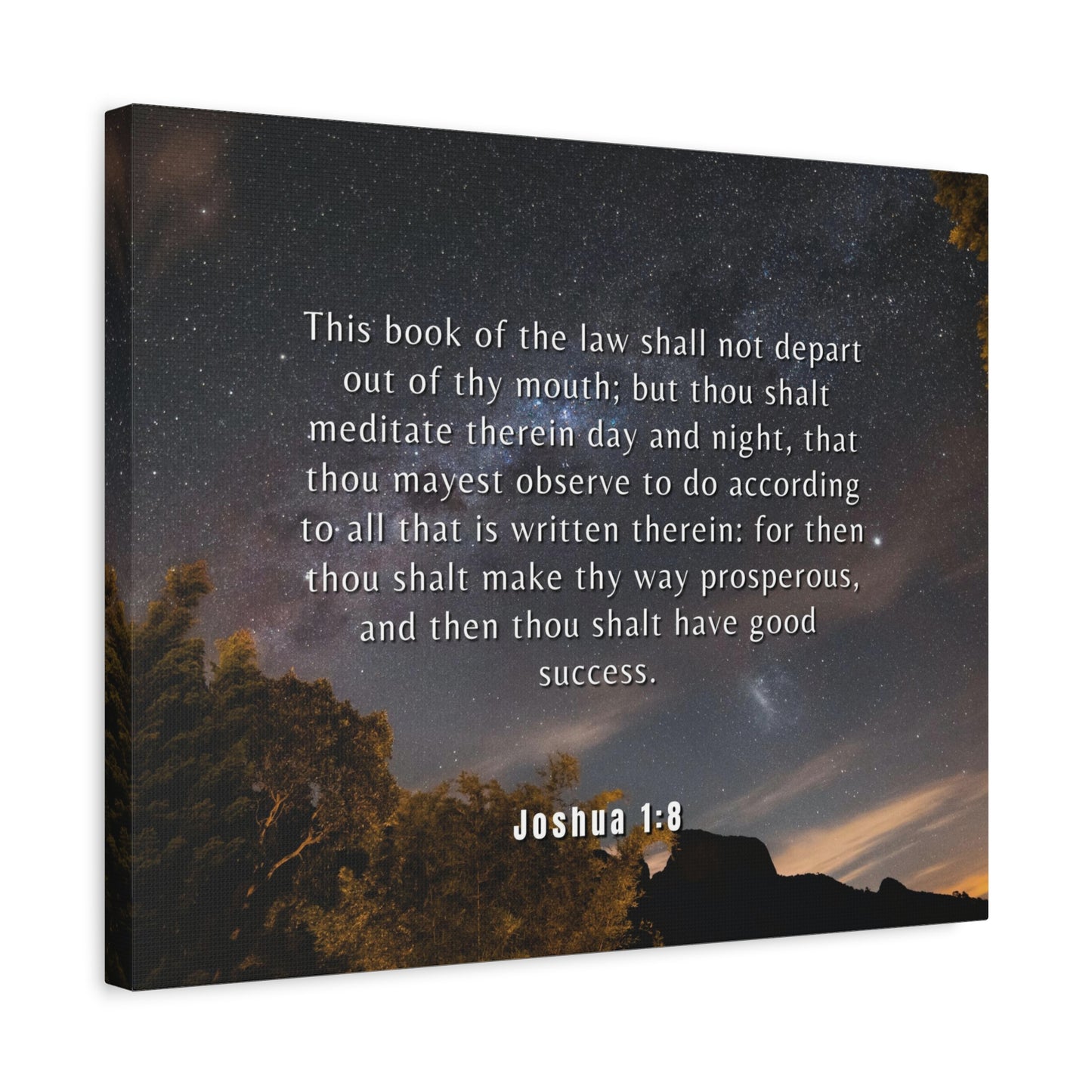 Scripture Canvas Good Success Joshua 1:8 Christian Wall Art Bible Verse Print Ready to Hang