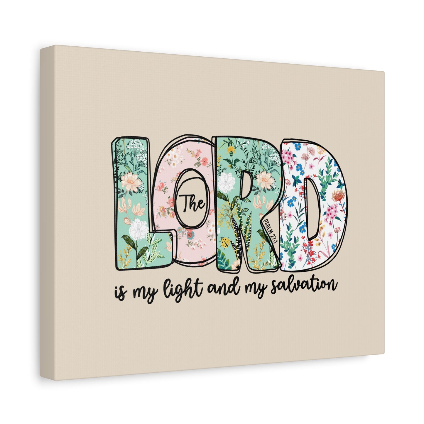 Scripture Walls Light And My Salvation Floral Psalm 27:1 Bible Verse Canvas Christian Wall Art Ready to Hang