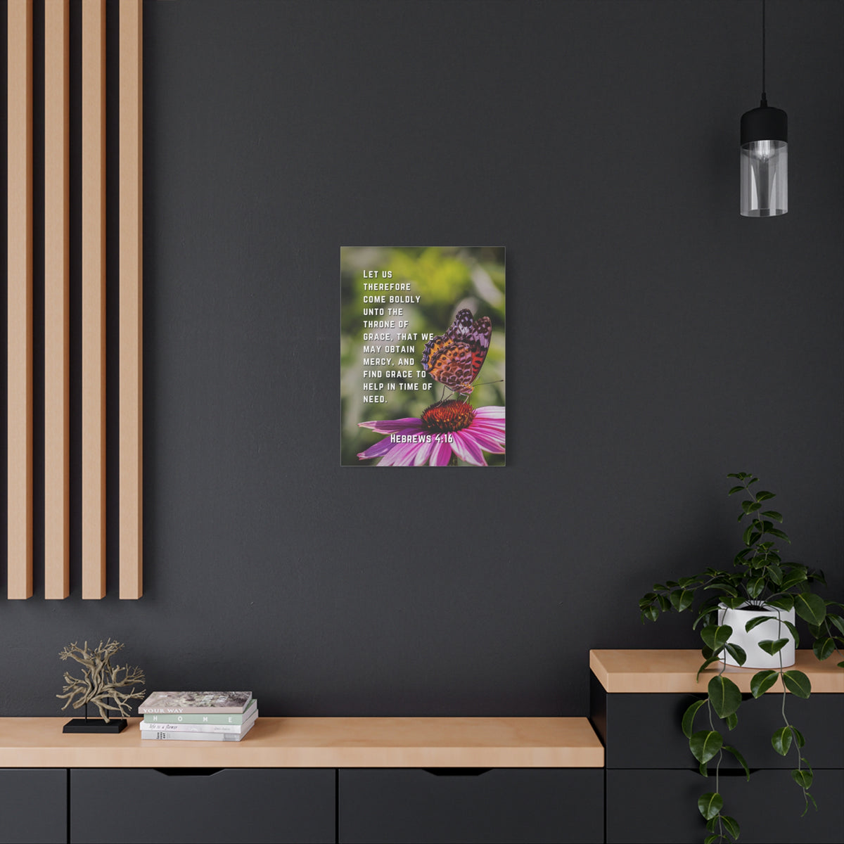 Scripture Canvas Throne Of Grace Hebrews 4:16 Christian Wall Art Bible Verse Print Ready to Hang