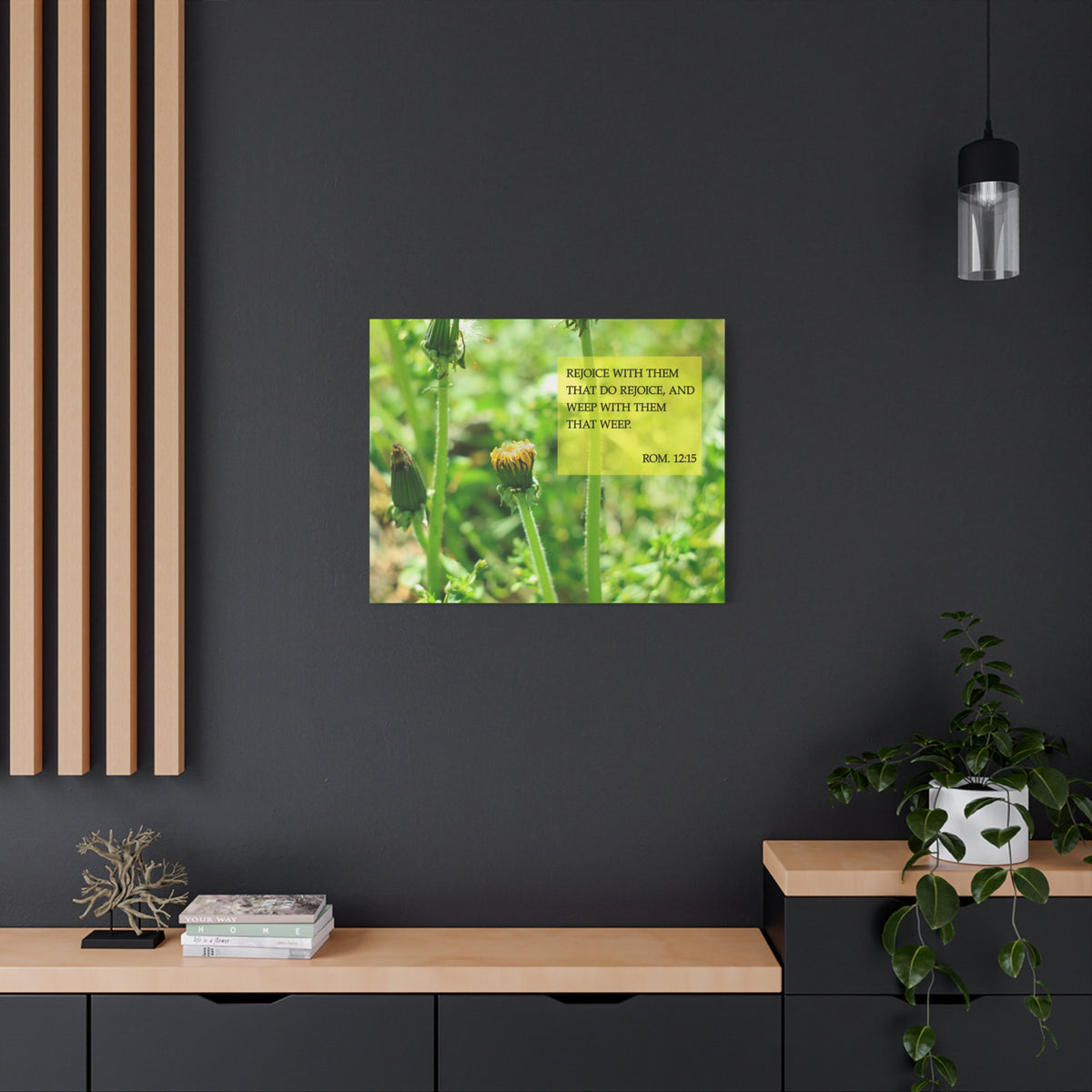 Scripture Canvas Rejoice With Them Rom 12:15 Christian Wall Art Bible Verse Print Ready to Hang