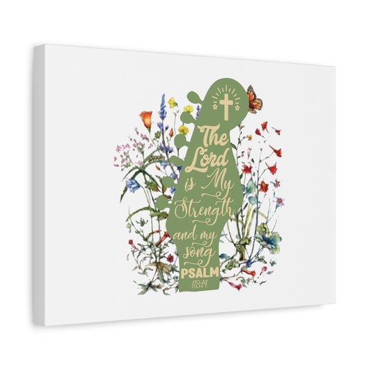 Scripture Canvas The Lord Is My Strength Psalm 118:14 Christian Wall Art Bible Verse Print Ready to Hang