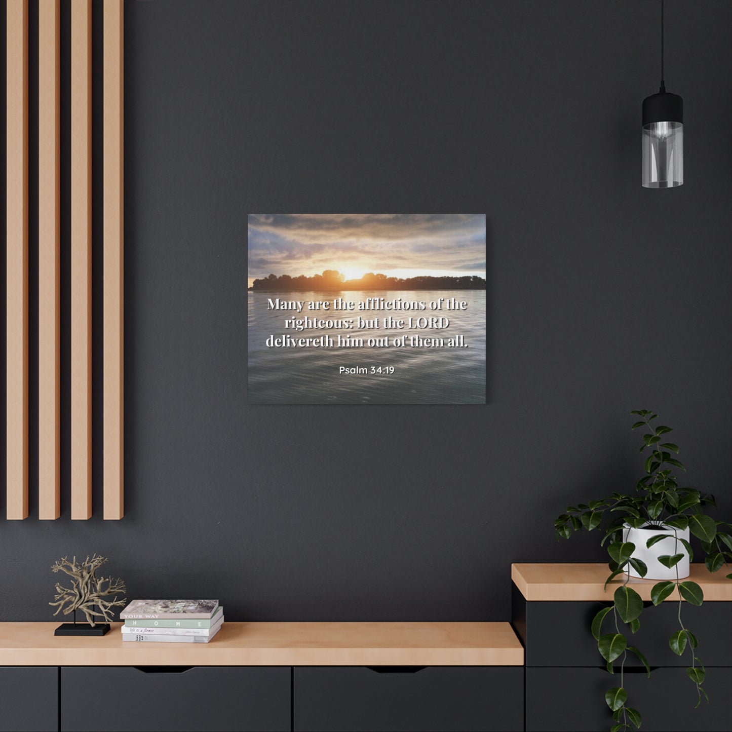 Scripture Canvas The Afflictions Psalm 34:19 Christian Wall Art Bible Verse Print Ready to Hang