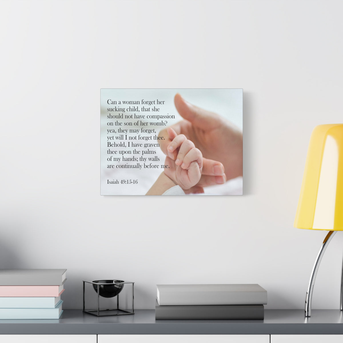 Scripture Canvas Never Forgotten Isaiah 49:15-16 Christian Wall Art Bible Verse Print Ready to Hang