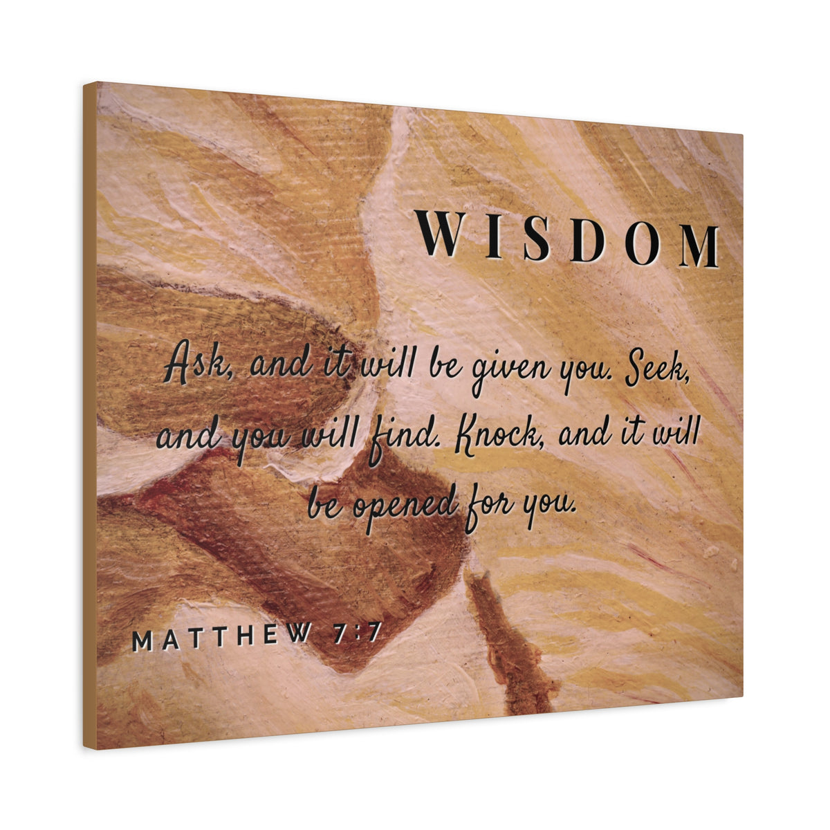 Scripture Canvas Wisdom Matthew 7:7 Christian Wall Art Bible Verse Print Ready to Hang