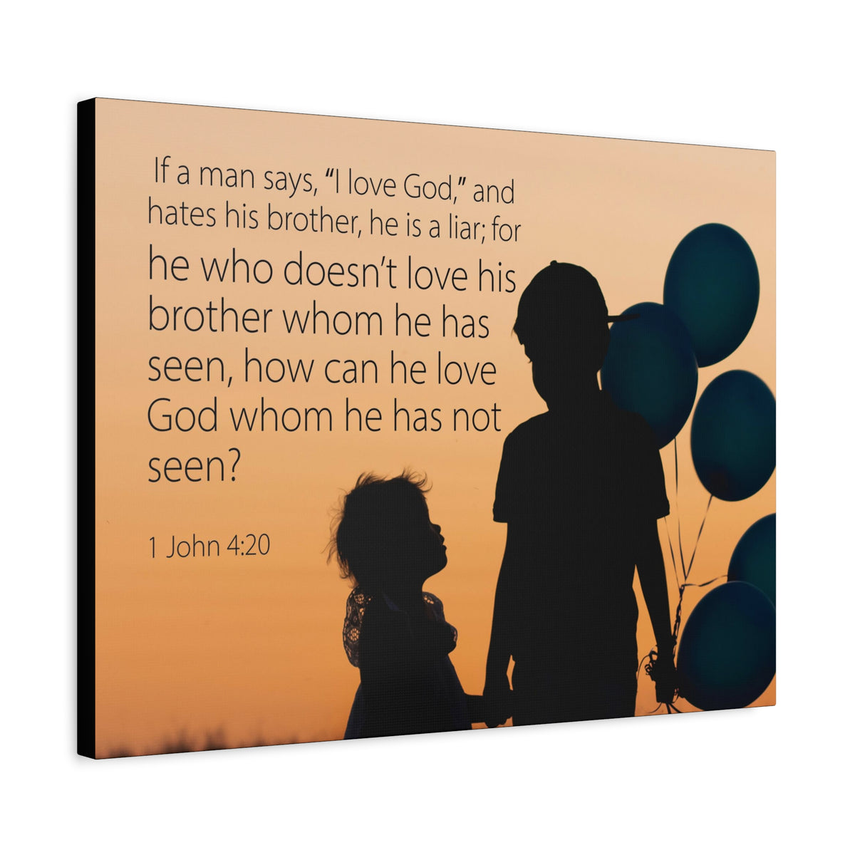 Scripture Canvas I Love God 1 John 4:20 Christian Wall Art Bible Verse Print Ready to Hang
